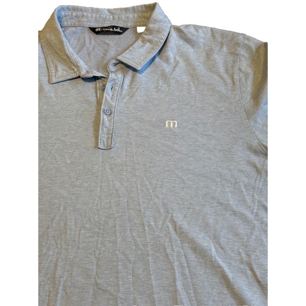 Travis Mathew Polo Shirt Men 2XL Blue Short Sleeve Golf Casual Knit Lightweight